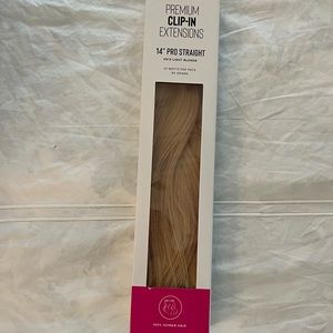 Donna Bella Premium 14” Clip In Pro Straight Human Hair Extensions. Light Blonde